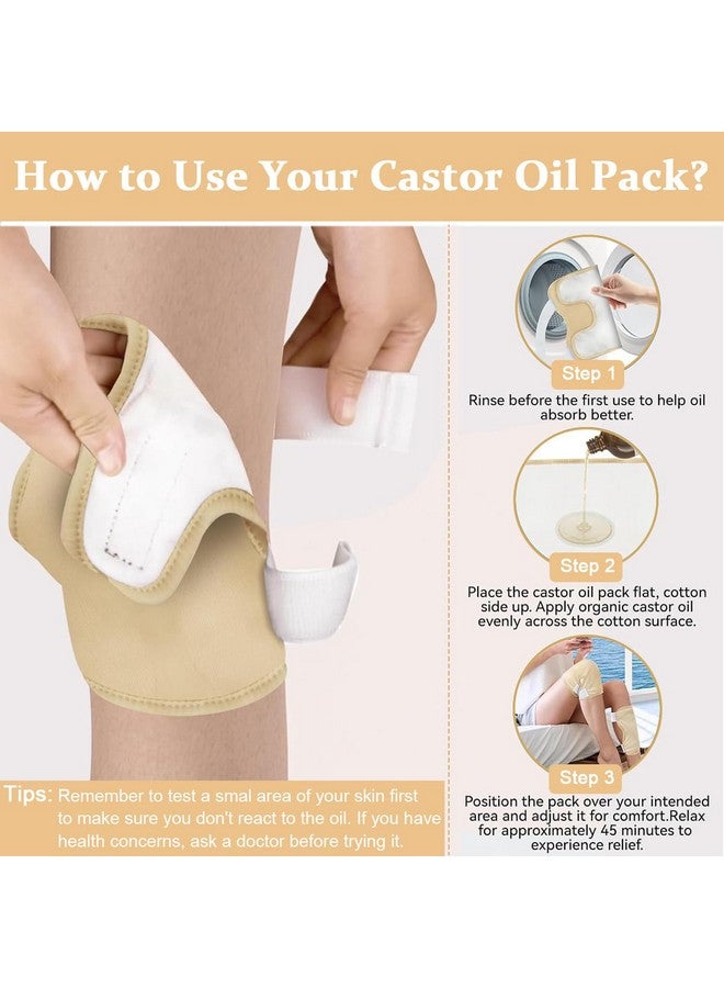 Hannea ® 2 Pack Castor Oil Pack Wrap, Castor Oil Wrap For Knee Elbow Arm & Thigh, Reusable And Adjustable Reusable Castor Oil Pack Kits Knee Brace Compress Pad Joint Pain Relief - Image 5