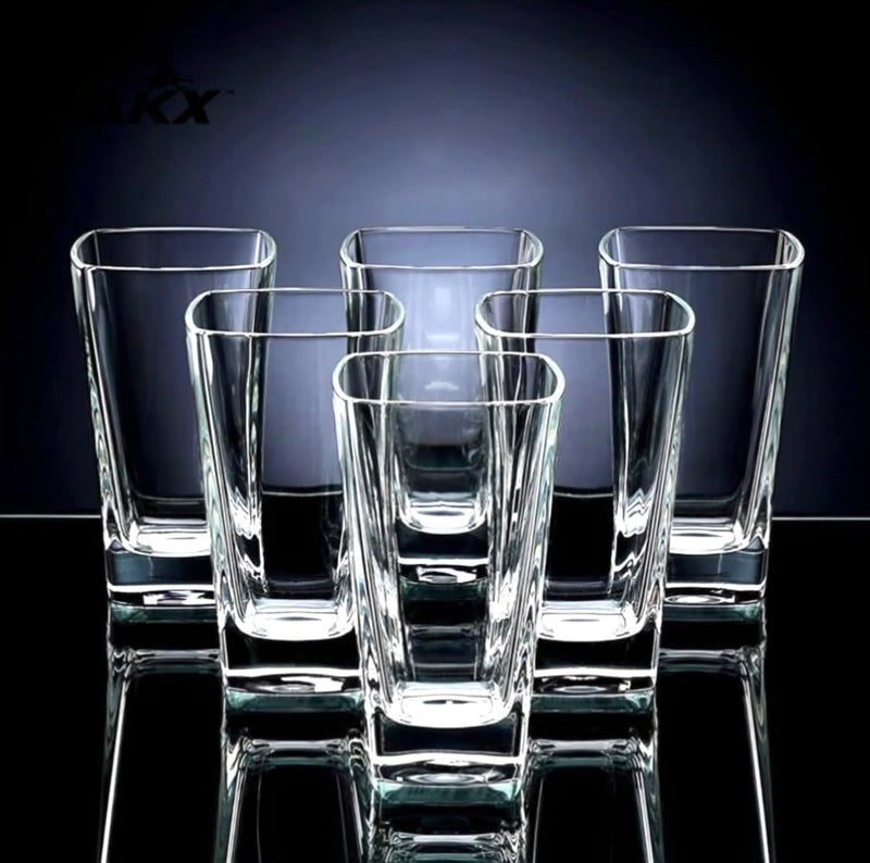 AKX Stylish Unbreakable Plastic Water Juice Drinking Glass Set Pack of 6 300ml Transparent Ideal for Water Beer Milk Soda and More - Image 1