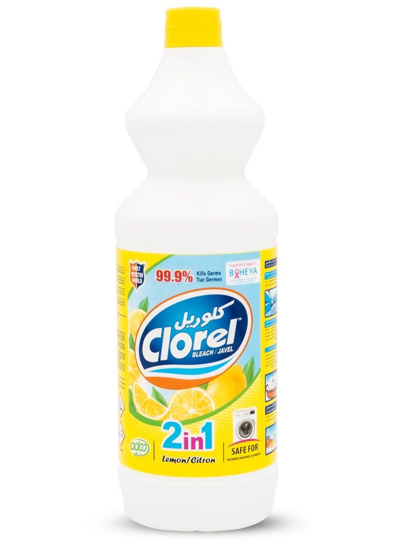 Clorel 2-in-1 Bleach Lemon | 1kg Multi-Purpose Bleach Liquid for Stain Removal, Fabric Whitening, Surface Disinfection, & Household Cleaning | Kills 99.9% of Germs with Powerful Laundry Bleach & Detergent - pzsku/Z89319E3A67EFAF75BDF2Z/45/1741506945/cffb0ef3-5fdb-43ef-b169-a2d02e69ae60