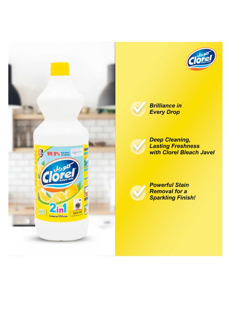 Clorel 2-in-1 Bleach Lemon | 1kg Multi-Purpose Bleach Liquid for Stain Removal, Fabric Whitening, Surface Disinfection, & Household Cleaning | Kills 99.9% of Germs with Powerful Laundry Bleach & Detergent - pzsku/Z89319E3A67EFAF75BDF2Z/45/1741508693/9f403c86-8c44-4e48-b1bd-a3d3bed27b5b