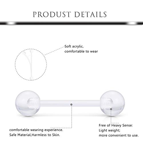Hoeudjo 16PCS 14G Surgical Steel Nipple Rings Tongue Belly Button Rings CZ Barbell Body Piercing Jewelry Retainer for Women Men Silver-Tone - Image 2