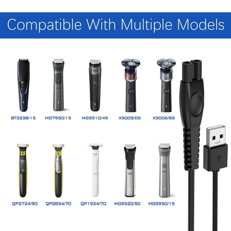 Goffeu Universal Hair Clipper Charger Cable 5V USB Charger Cable for Philips Shaver Norelco Series, Compatible With Weed Whacker Nose and Ear Hair Trimmer Various Dog Clippers replacement Charger Cable - Image 3