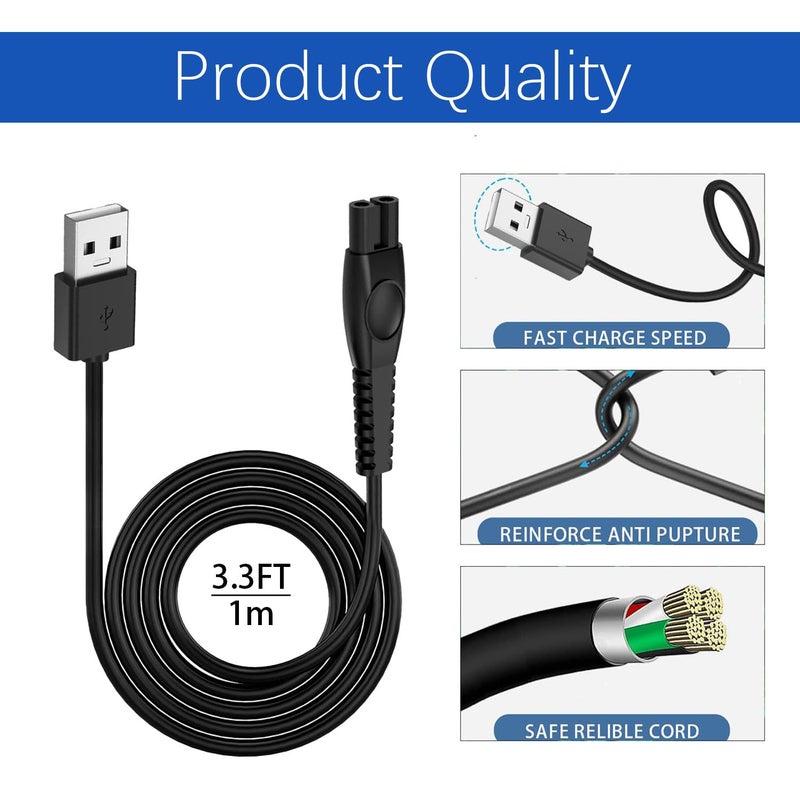 Goffeu Universal Hair Clipper Charger Cable 5V USB Charger Cable for Philips Shaver Norelco Series, Compatible With Weed Whacker Nose and Ear Hair Trimmer Various Dog Clippers replacement Charger Cable - Image 4