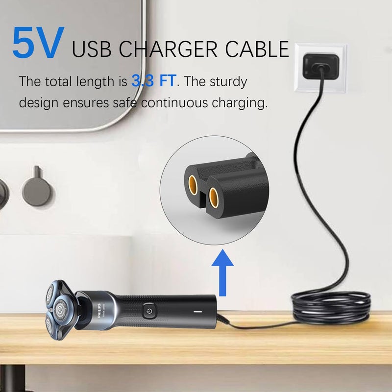 Goffeu Universal Hair Clipper Charger Cable 5V USB Charger Cable for Philips Shaver Norelco Series, Compatible With Weed Whacker Nose and Ear Hair Trimmer Various Dog Clippers replacement Charger Cable - Image 2