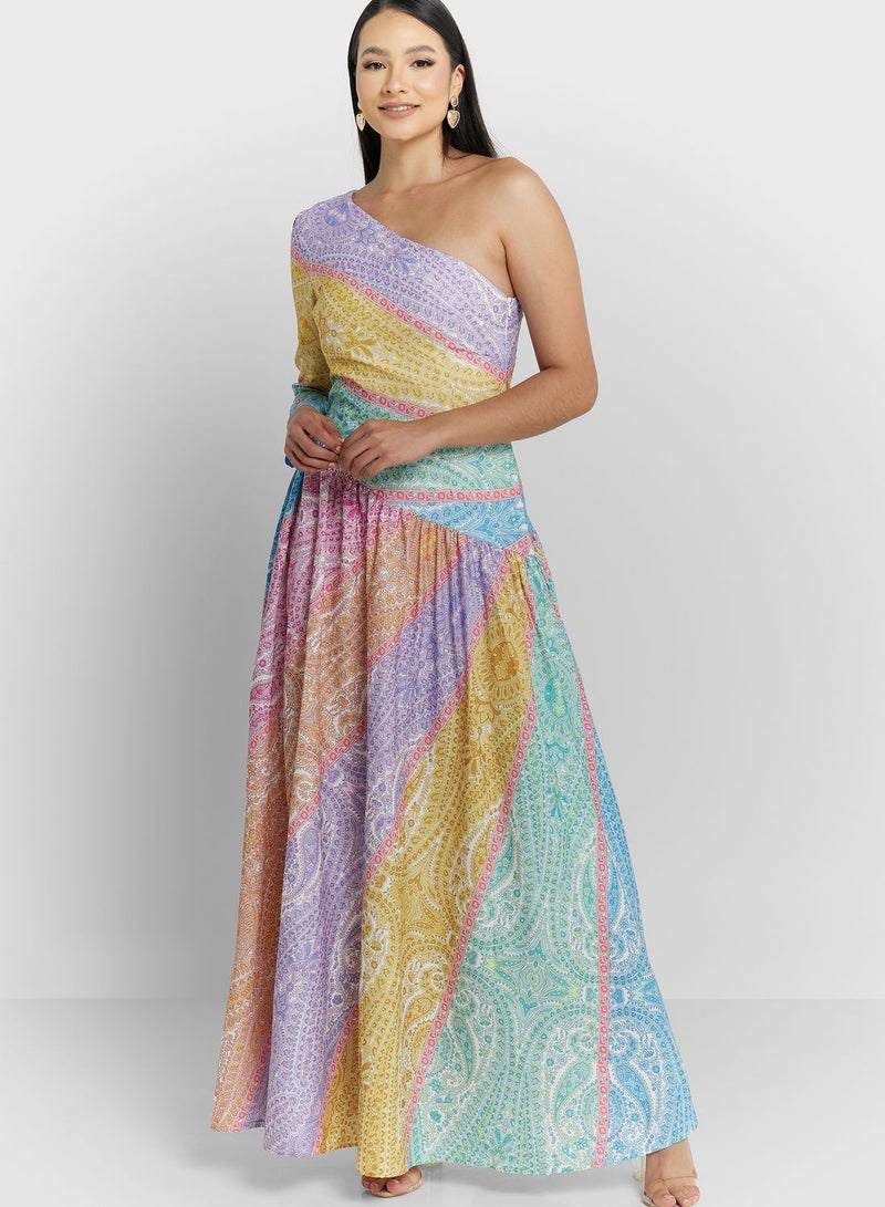 ELLA Paisley One-Shoulder Dress  - Image 1