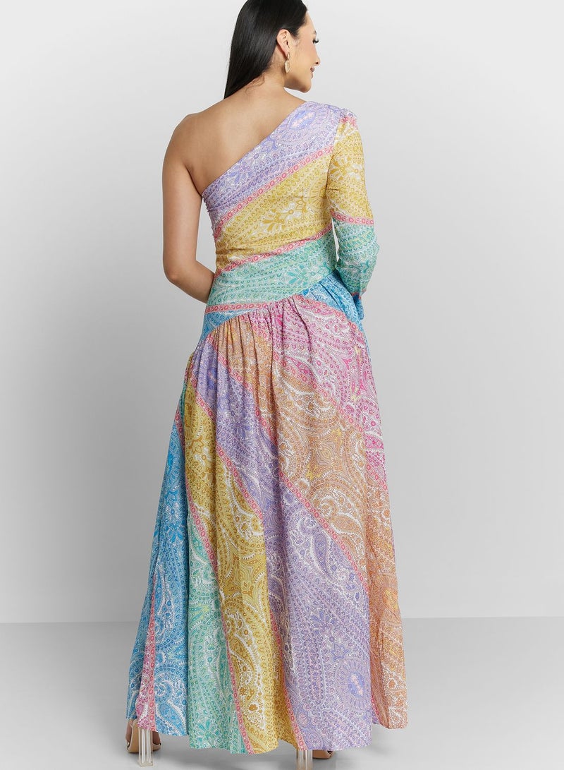 ELLA Paisley One-Shoulder Dress  - Image 2