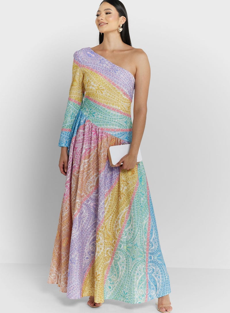 ELLA Paisley One-Shoulder Dress  - Image 4