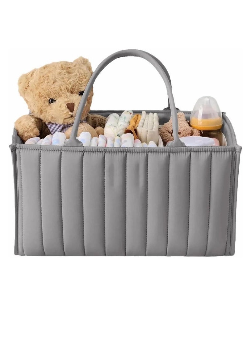 Gonice Baby Diaper Caddy Organizer, Baby Storage Basket for Diapers and Baby Wipes,Versatile Storage Basket Perfect for Baby Showers,Nursery Diaper Organizer for Newborn Boy and Girl (Grey)  - Image 1