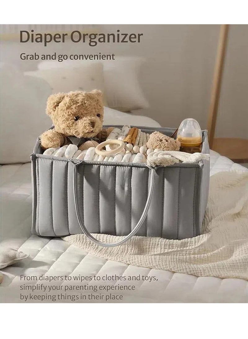 Gonice Baby Diaper Caddy Organizer, Baby Storage Basket for Diapers and Baby Wipes,Versatile Storage Basket Perfect for Baby Showers,Nursery Diaper Organizer for Newborn Boy and Girl (Grey)  - Image 3
