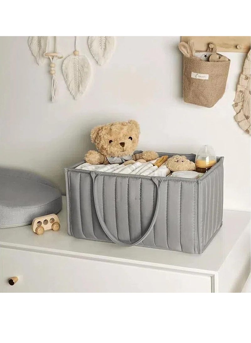 Gonice Baby Diaper Caddy Organizer, Baby Storage Basket for Diapers and Baby Wipes,Versatile Storage Basket Perfect for Baby Showers,Nursery Diaper Organizer for Newborn Boy and Girl (Grey)  - Image 5