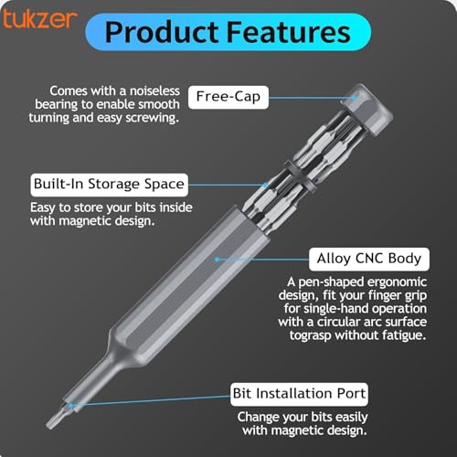 Tukzer 27 in 1 Precision Screwdriver Set, Tough S2 Alloy Steel Bits, Manual Pen Shape Small Screwdriver for Eyeglasses, Electronics, Watches, Phones, Laptops, Cameras & Household Repair Tool Kit - Image 2