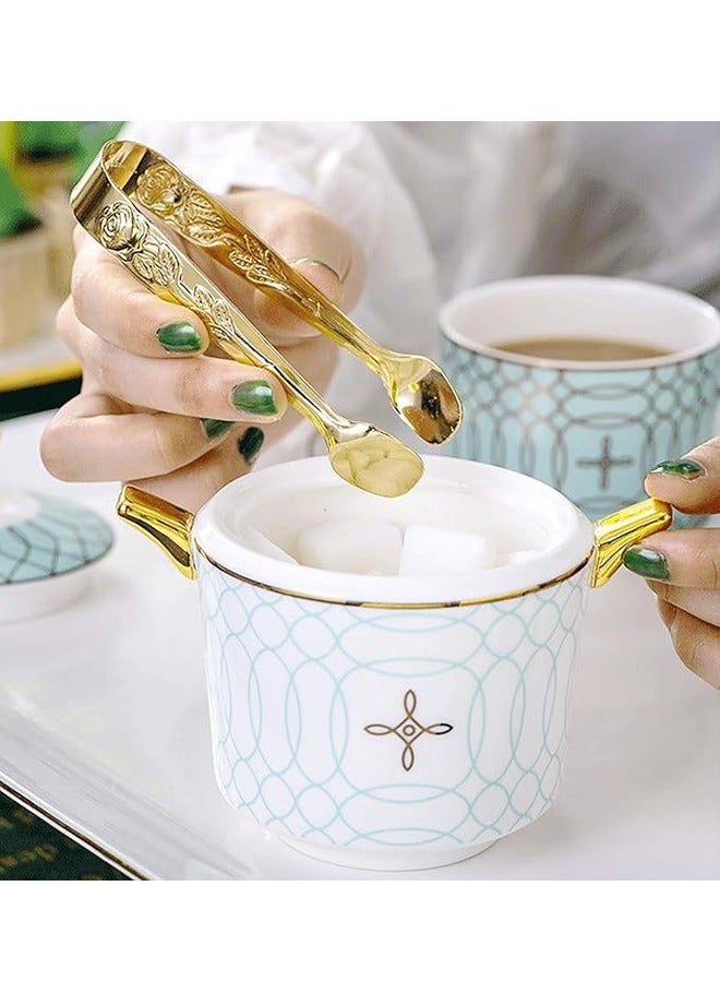 6PCS Mini Serving Tongs 4 Inches Small Rose Sugar Cube Tongs (Gold) - Image 5