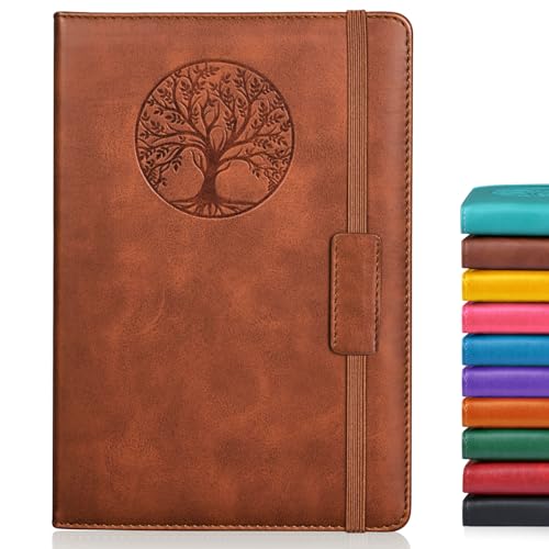 Biuwory Graph Paper Notebook Journal for Women Men,140 Pages Hardcover Grid Notebooks for Work & School,Leather Journals for Writing, Graphing Paper Notebook 5.7"×8.3" (Brown) - Image 1