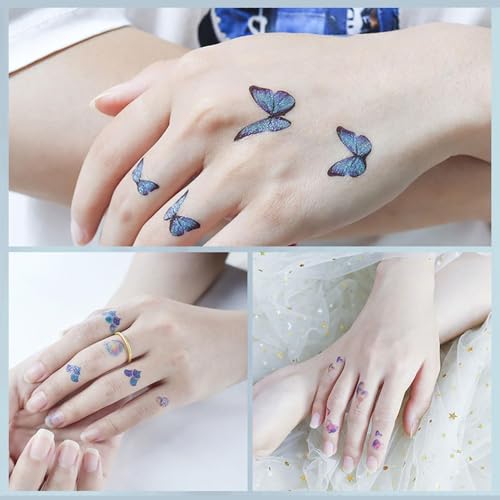 TecoKart 12 Sheets Butterfly Temporary Tattoo For Women, Waterproof Multicolor Mehndi Tattoo Stickers For Hands Face Body, Glitter Tattoo Sticker For Kids, Girls Party Eyes Make-Up Fake Tattoos Kits - Image 5