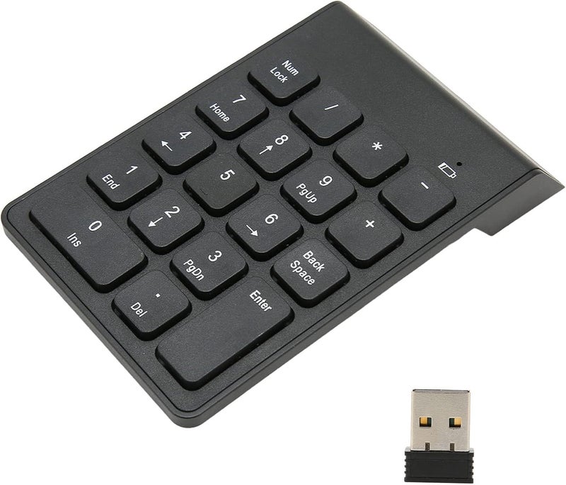 2.4GHz Wireless Numeric Keypad Numpad - 18 Key - Ultra Slim design - Splash Proof - Key characters UV printing For Laptop (AAA Battery not included) | Black - Image 1