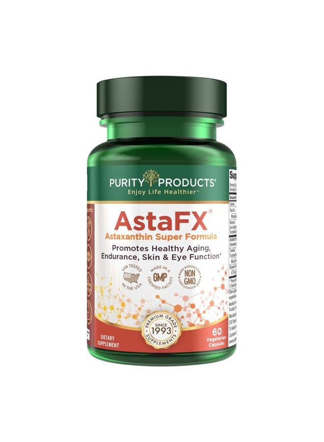 Purity Products AstaFX Astaxanthin Antioxidant Super Formula from Clinically Tested 4 mg AstaREAL with Tocotrienols (Vitamin E) + BioPerine Black Pepper + Piperine - 60 Vegetarian Caps - Image 1
