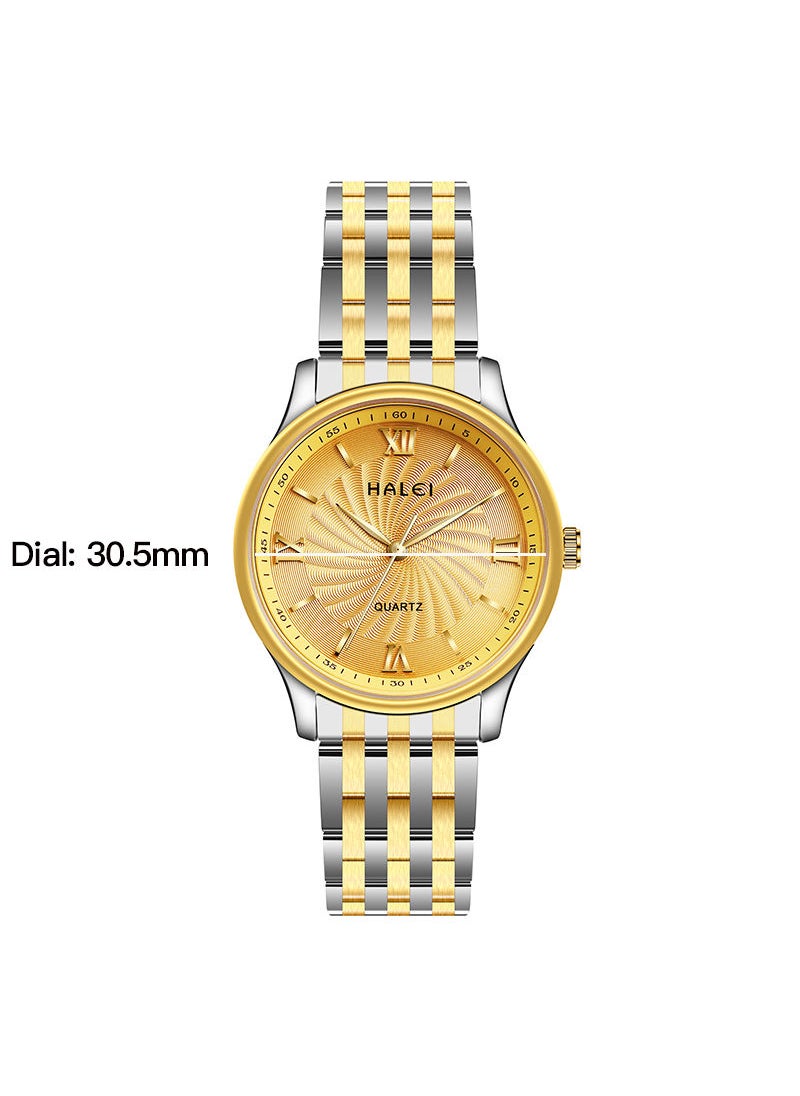 HALEI - HALEI Harley Stainless Steel Couple Pair Quartz Watches, Exquisite Small Square Dial, Simple Korean Style Design - Image 1