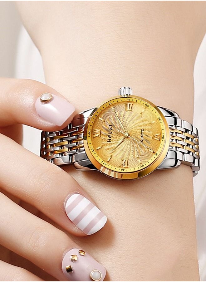 HALEI - HALEI Harley Stainless Steel Couple Pair Quartz Watches, Exquisite Small Square Dial, Simple Korean Style Design - Image 1