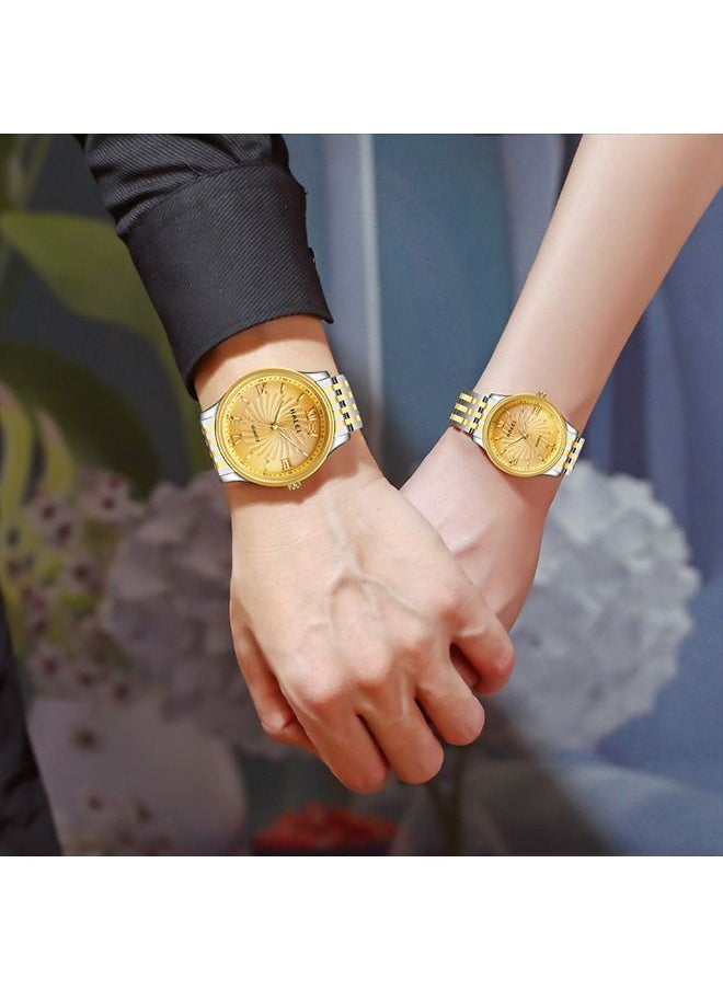 HALEI - HALEI Harley Stainless Steel Couple Pair Quartz Watches, Exquisite Small Square Dial, Simple Korean Style Design - Image 1
