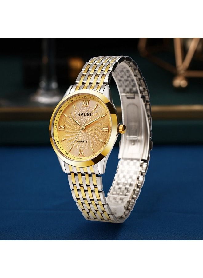 HALEI - HALEI Harley Stainless Steel Couple Pair Quartz Watches, Exquisite Small Square Dial, Simple Korean Style Design - Image 1
