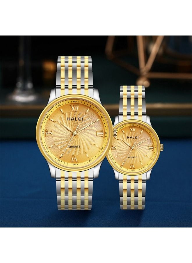 HALEI - HALEI Harley Stainless Steel Couple Pair Quartz Watches, Exquisite Small Square Dial, Simple Korean Style Design - Image 1