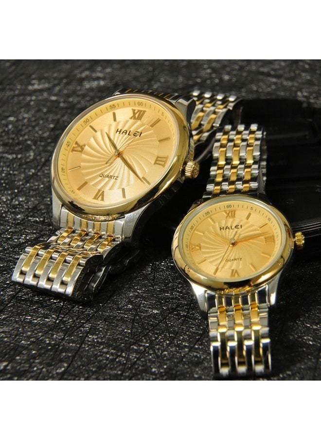 HALEI - HALEI Harley Stainless Steel Couple Pair Quartz Watches, Exquisite Small Square Dial, Simple Korean Style Design - Image 1