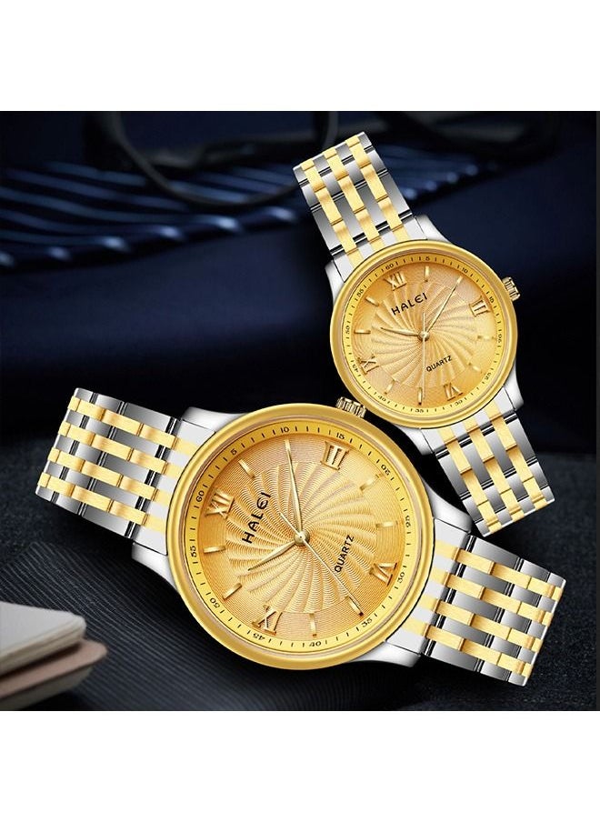 HALEI - HALEI Harley Stainless Steel Couple Pair Quartz Watches, Exquisite Small Square Dial, Simple Korean Style Design - Image 1