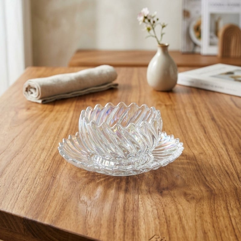12-piece spiral-shaped white glossy glass compote set