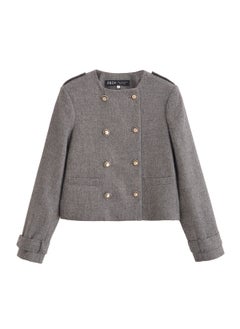 Generic ZA Cross-Border Womens Tweed Style 2-Piece Set Double Row Button Wool-Blend Jacket Mini Dress 0034250 Mini Skirt Set Short skirt  - Image 2
