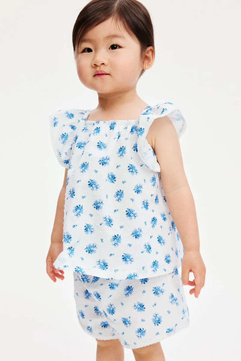 H&M 2-piece floral-print plumeti set