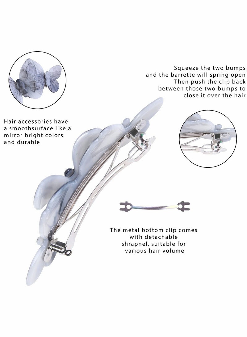 كاست ويف مشابك شعر على شكل فراشة، دبوس شعر صدفي للنساء على شكل فراشة، شعر أوتوماتيكي مستطيل متوسط الحجم - Image 2