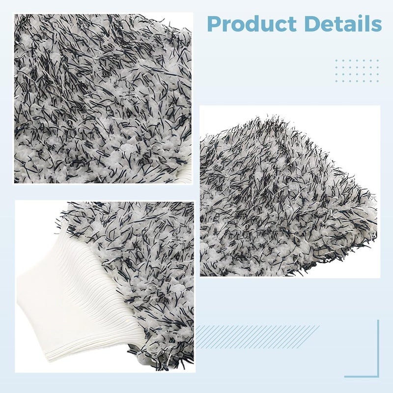 Microfiber Coral Plush Car Wash Mitt, Double-Sided Cleaning Glove, Black and White, Blackline Drying Towel, Ultra-Absorbent, Heavy-Duty, Handy Design - Image 4