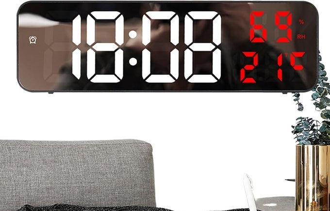 ELECTRONIC CLOCK WALL MOUNTED MIRROR LARGE DIGITAL LED CLOCK PORTABLE BEDROOM ALARM CLOCK FOR BESIDE LARGE SCREEN PLUG IN CLOCK ALARM CLOCK FOR OFFICE BEDROOM HOME