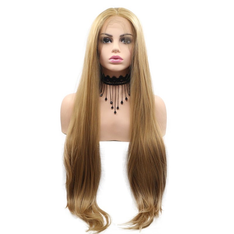 Melody Honey Synthetic Lace Front Wigs - Long Straight Blonde Hair Wig - Heat Resistant Fiber