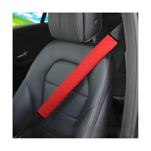 KHGUZ 2PCS Car Seatbelt Cover Soft Leather Vehicle Safety Seat Belt Strap Cushion 197 Inch Comfortable Auto Shoulder Neck Chest Protection Pads Accessories Universal for Most Cars Red - Image 1