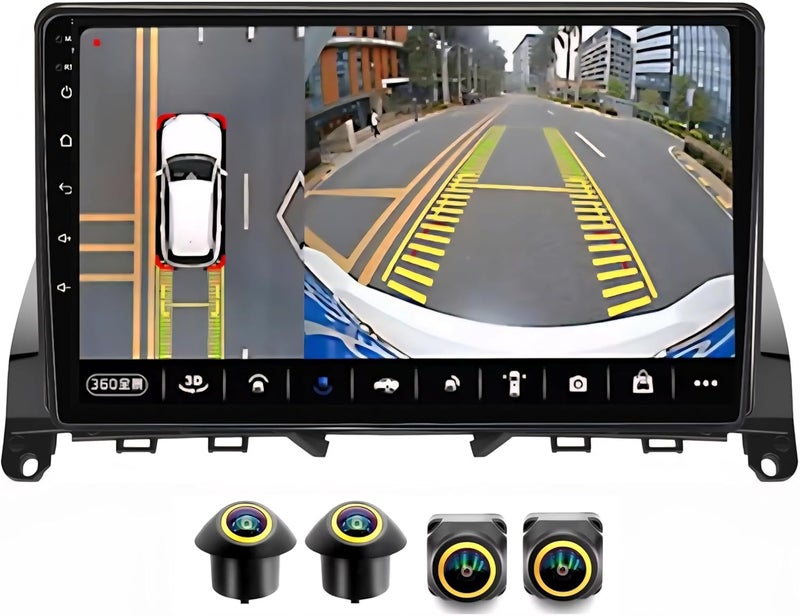 Vierex Car Stereo Radio for Mercedes Benz C-Class C180 C200 C230 C250 C300 C350 W204 S204 2006-2011 Support Wireless Carplay Android Auto WiFi GPS Backup Camera, DSP USB, BT (4+32GB 360D Cameras) - Image 1