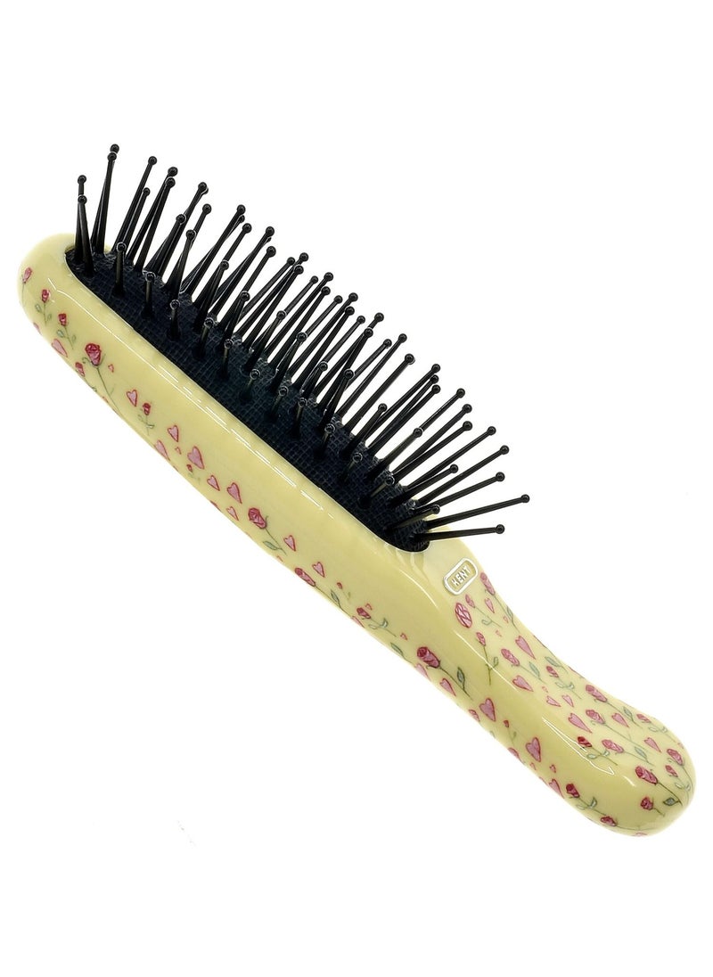 Kent Brushes ARTH1 Hearts N' Roses Pattern Pocket Sized Baby Kids Hair Brush  - Image 1