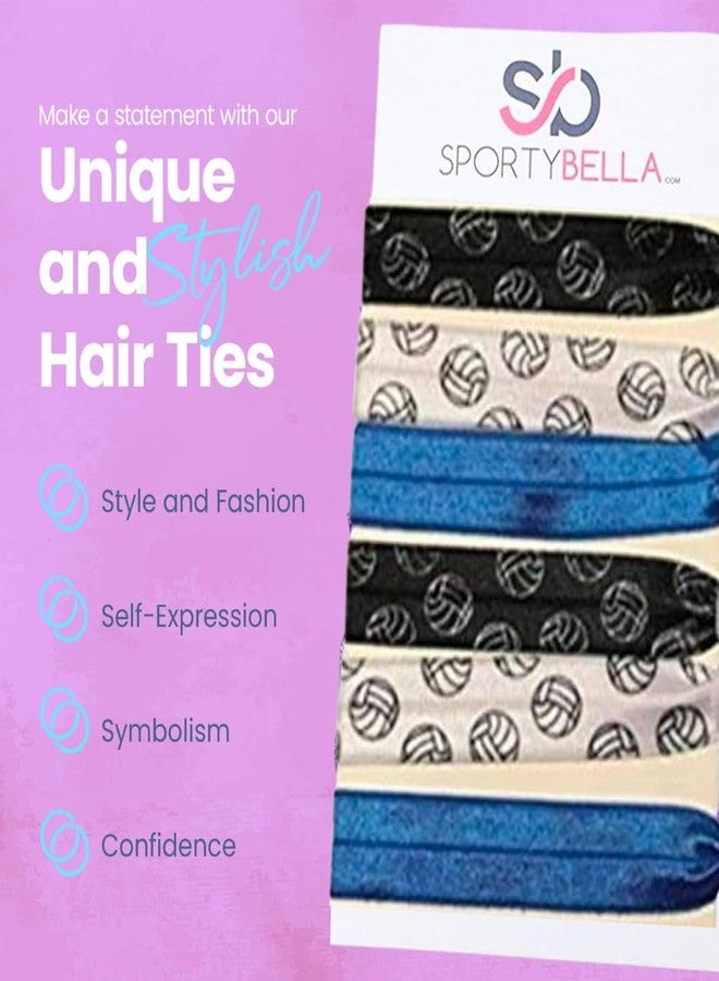 Sportybella Volleyball Hair Ties Set, Blue No Crease Hair Elastics, Volleyball Accessories for Players, Teams & Gifts - Image 3