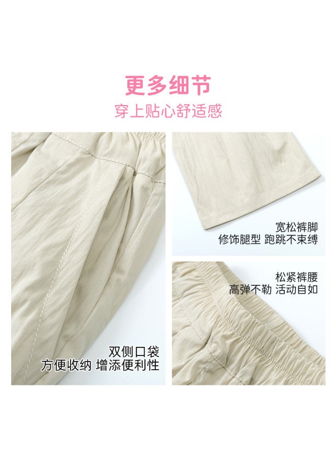 Bumblebee Girls' Summer Pants - Kids' Ice Silk Wide Leg Trousers, Loose Straight Cut With Flowy Drape, Breathable Elastic Waist Comfortable Play Pants For Big Girls - Image 5