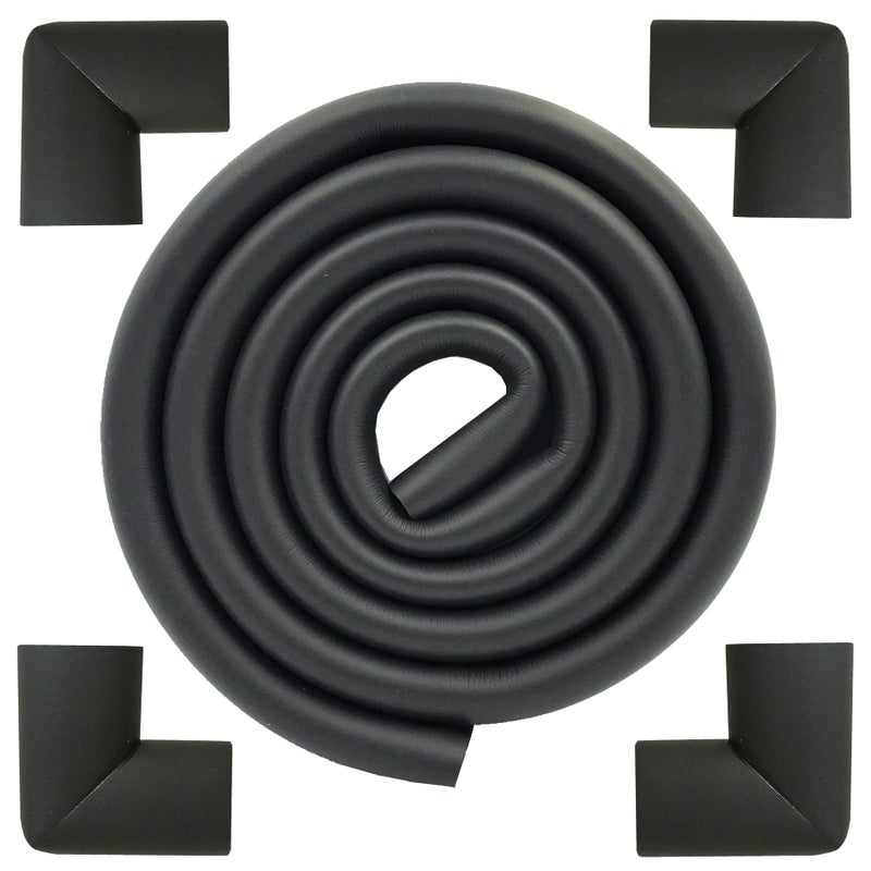 M2cbridge U Shape Extra Thick Furniture Table Edge Protectors Foam Baby Safety Bumper Guard 6.5 Ft (Black with 4 Corners) - Image 1