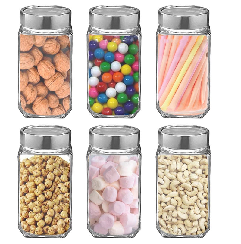 Avora Glass Jar with Lid, Cube Glass Container for Kitchen, 3000 ml, pack of 6 - Image 4