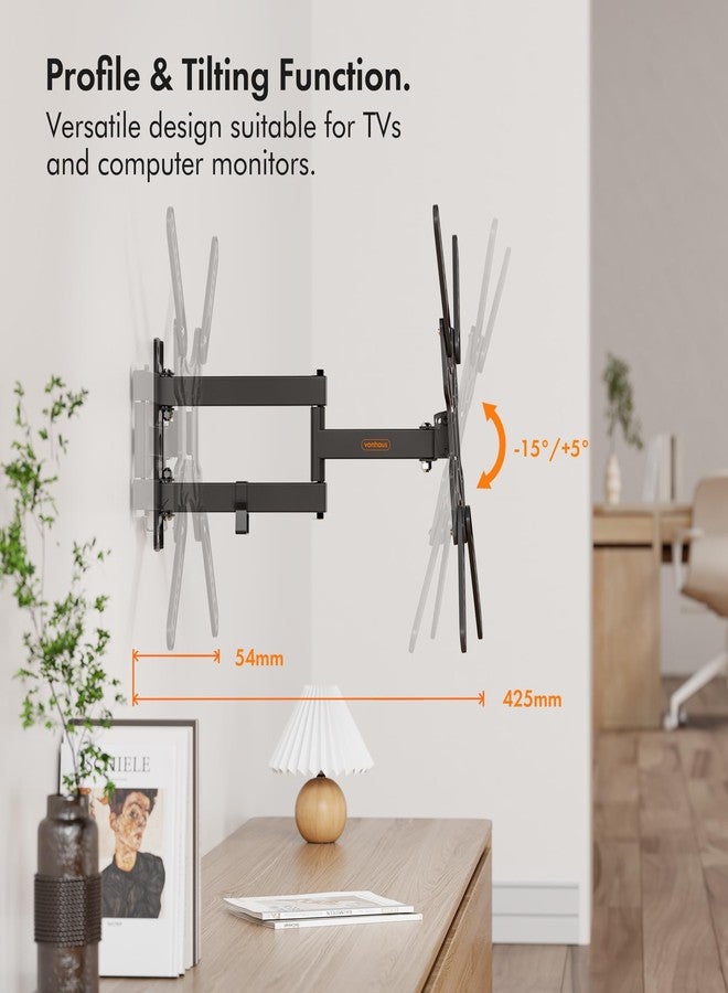 فونهاوس حامل جداري دوار للتلفزيون من VonHaus by Designer Habitat، مناسب لشاشات LCD وبلازما (13-37 بوصة)، متوافق مع جميع معايير VESA 75 مم و100 مم، بالإضافة إلى لوحات تمديد للمسافات الأوسع - تصميم نحيف جديد - Image 3