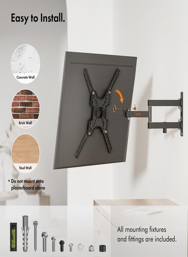 فونهاوس حامل جداري دوار للتلفزيون من VonHaus by Designer Habitat، مناسب لشاشات LCD وبلازما (13-37 بوصة)، متوافق مع جميع معايير VESA 75 مم و100 مم، بالإضافة إلى لوحات تمديد للمسافات الأوسع - تصميم نحيف جديد - Image 5