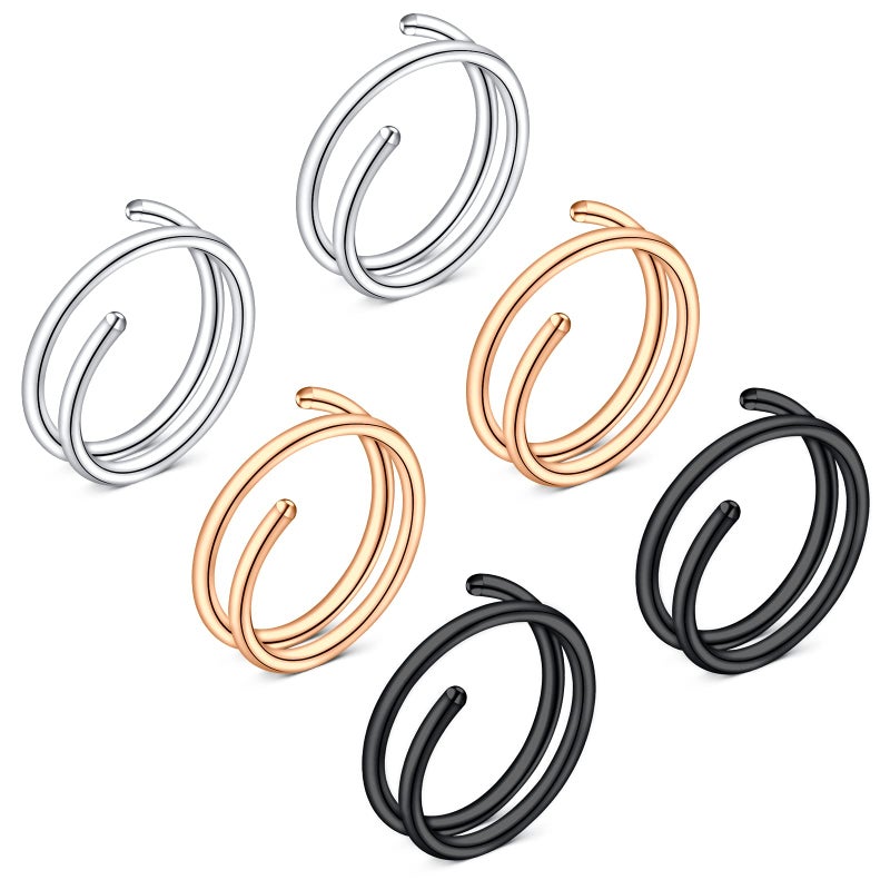 QWALIT Nose Rings Hoops Nose Hoops Double Nose Ring for Single Piercing Double Hoop Nose Ring Double Nose Ring Hoop Double Loop Nose Ring Spiral Nose Hoops - Image 1