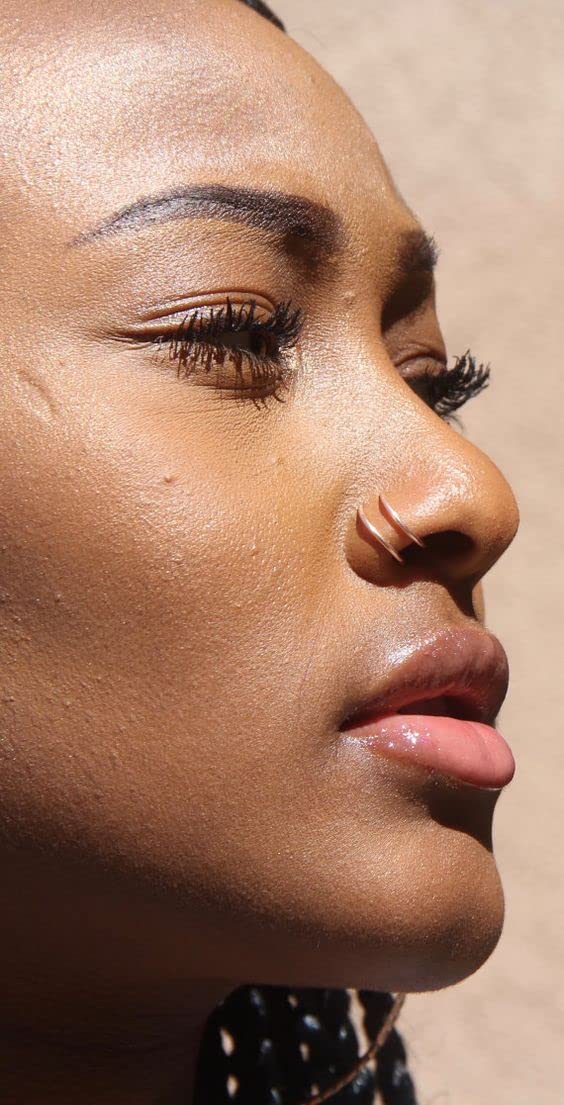 QWALIT Nose Rings Hoops Nose Hoops Double Nose Ring for Single Piercing Double Hoop Nose Ring Double Nose Ring Hoop Double Loop Nose Ring Spiral Nose Hoops - Image 4