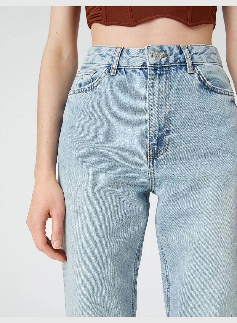 كوتون High Waist Regular Fit Regular Leg Denim Trousers - Eve Jean