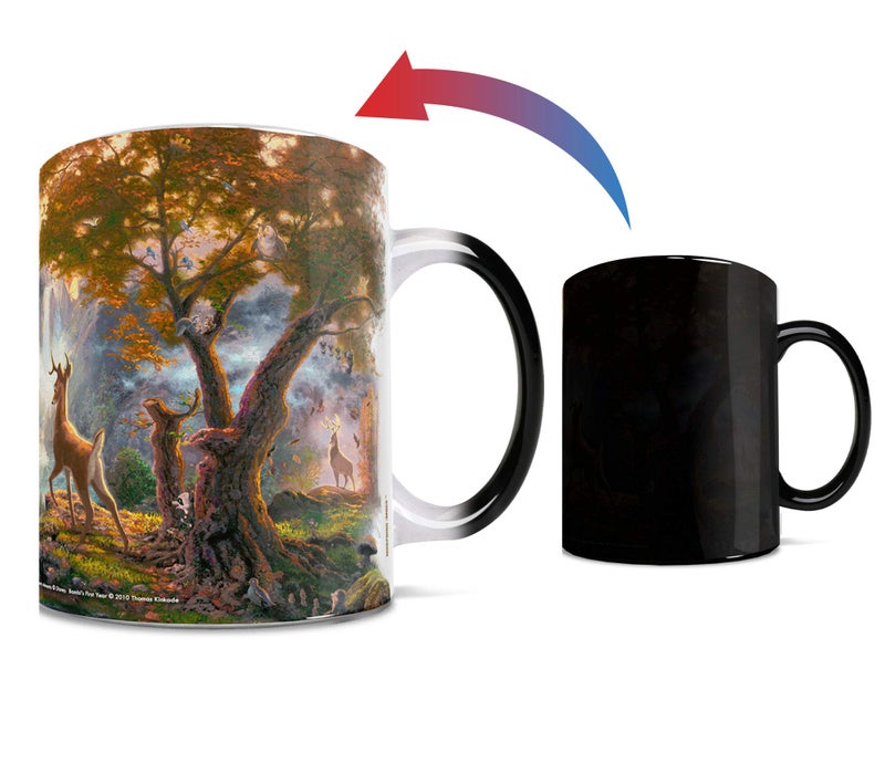 Morphing Mugs Disney  Bambi  Thomas Kinkade  One 11 oz Color Changing Heat Sensitive Ceramic Mug  Image Revealed When HOT Liquid Is Added