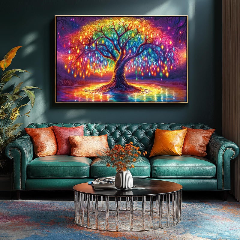 Blueforest Neon Life Tree 1000 Piece Puzzles for Adults, Hard Challenge Art Jigsaw Puzzle, for Gifts Xmas Birthday Party Games Family, 27.5x19.7 inch - Dust Free Puzzle - Image 3