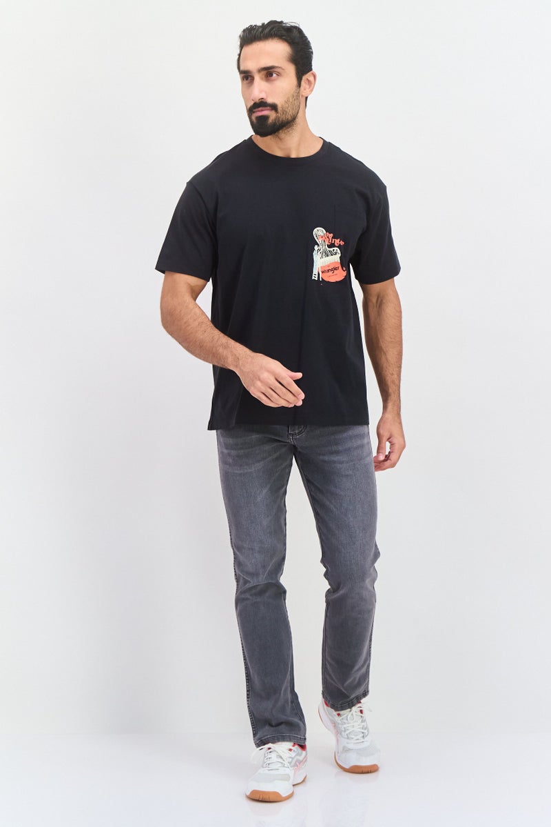 Wrangler Men Crew Neck Short Sleeve Graphic Printed T-Shirt, Black - Image 3