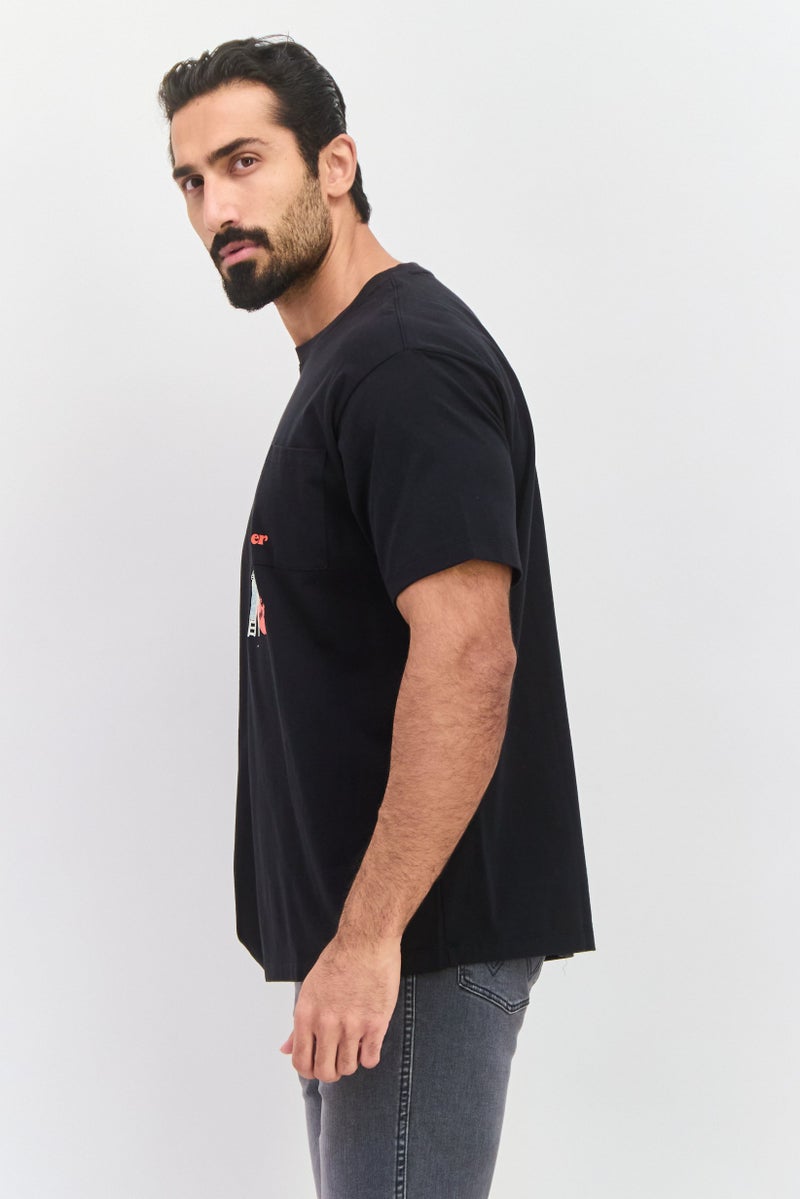 Wrangler Men Crew Neck Short Sleeve Graphic Printed T-Shirt, Black - Image 4